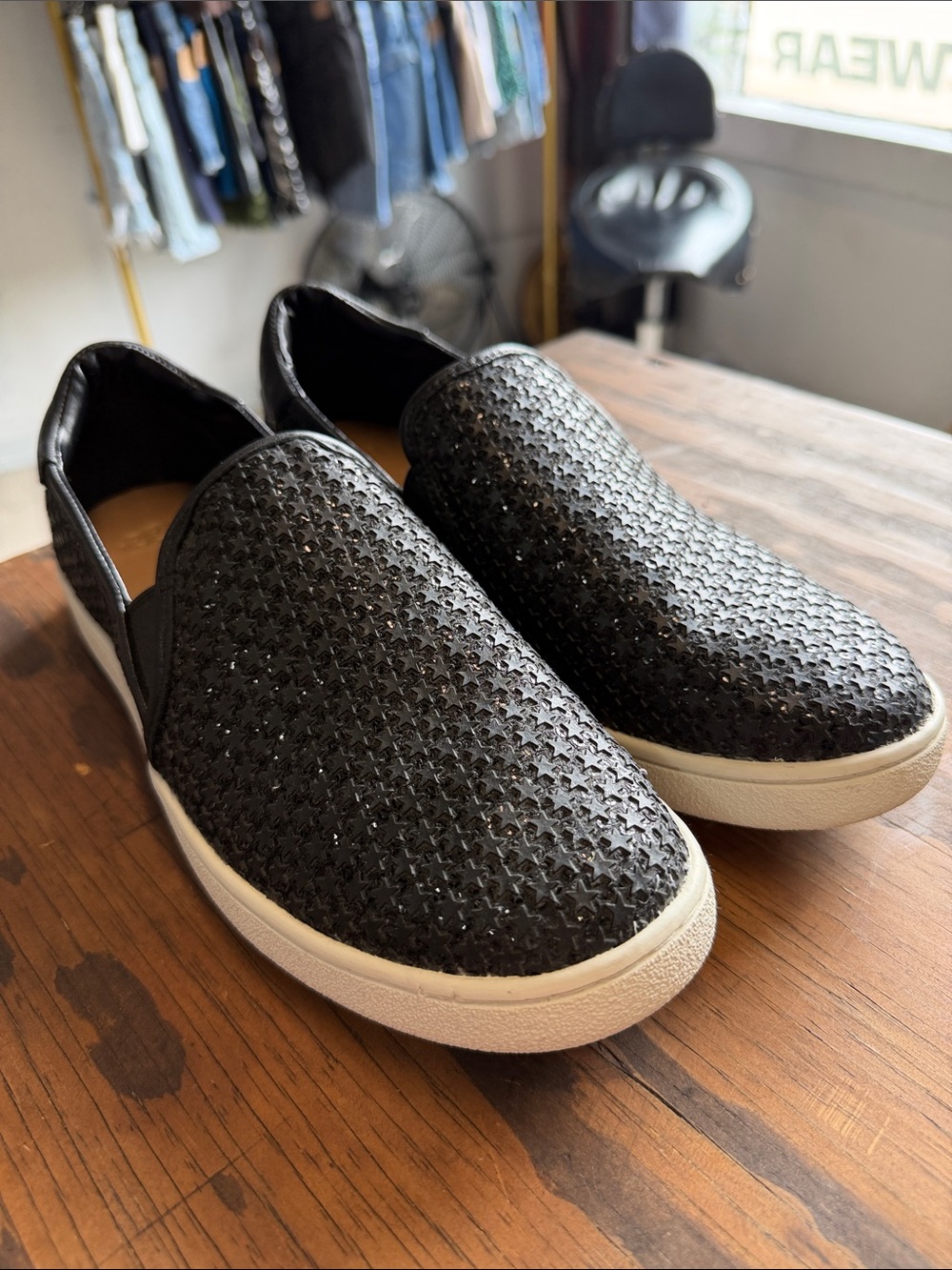 UGG Black Woven Slip-On Sneakers with White Sole